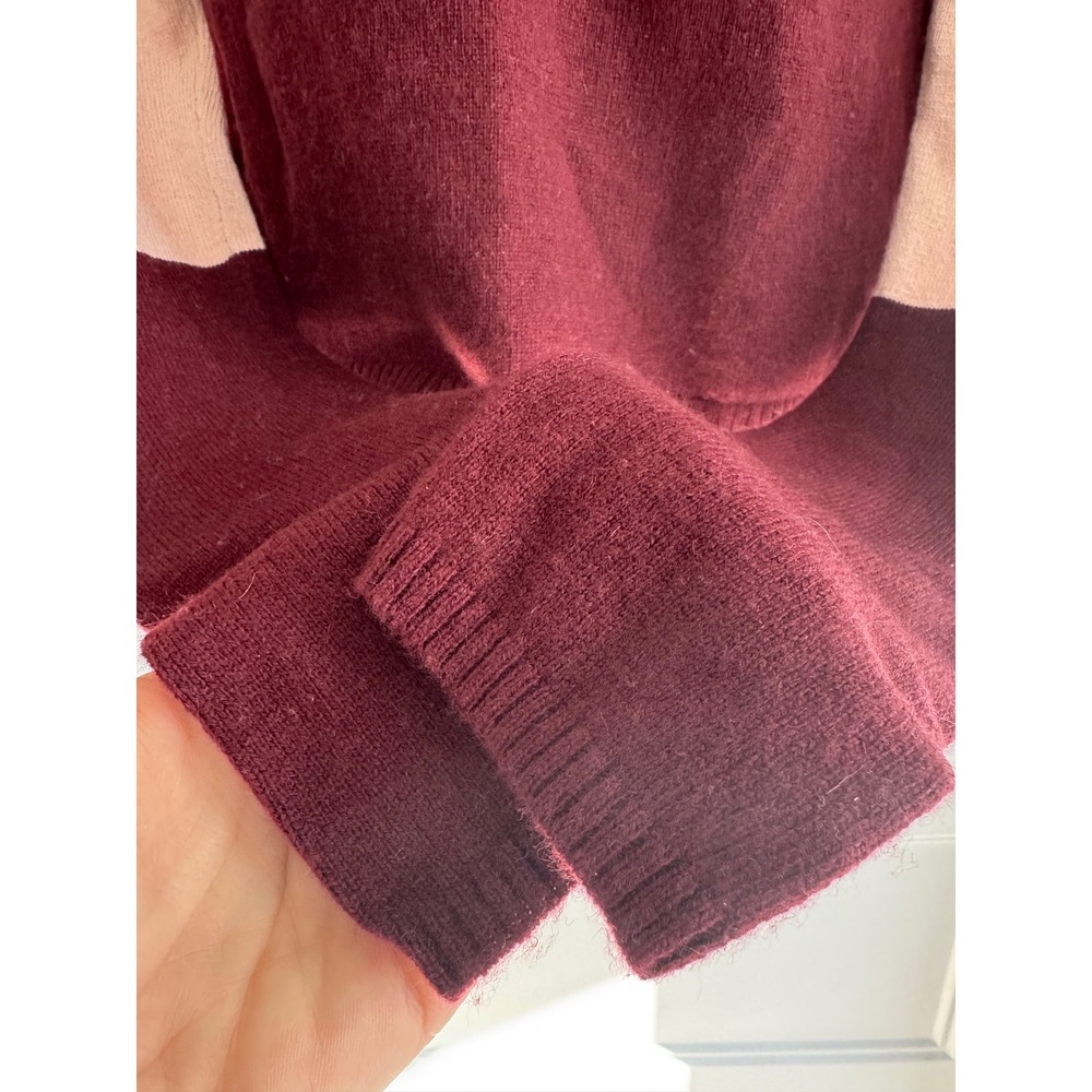 Diane von Furstenberg DvF Wool Cashmere Silk Bow Neck Colorblock Sweater Pink M - Picture 4 of 12